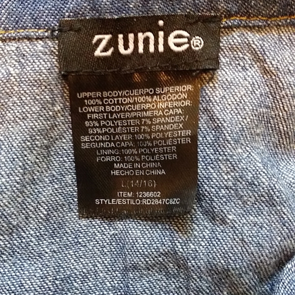 Children's ZUNIE Denim & Floral Lace Dress, size 14-16, GREAT condition! - Picture 5 of 5